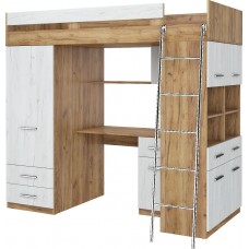 Divstāvu gulta LEVEL, labā puse, Craft zelts/Craft balts